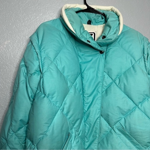 Vintage Obermeyer Puffer Ski Down Jacket Snow Coat Blue‎ Warm Winter Vacation - Picture 2 of 14